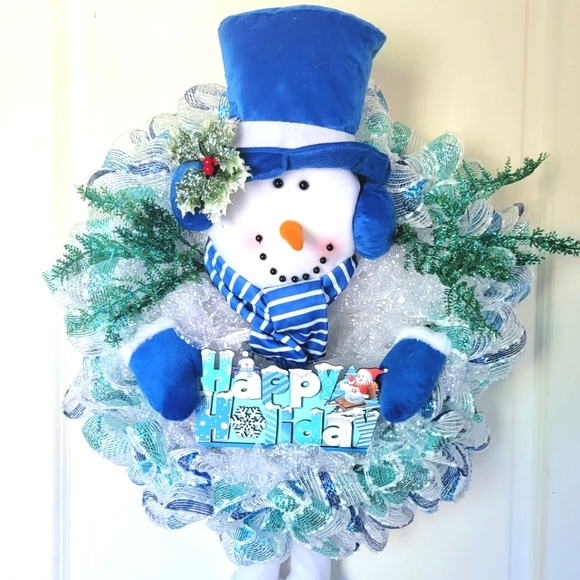 Hand Crafted Other - Winter Snowman Wreath Christmas Hanukkah